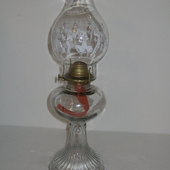 Antique Vintage EAGLE Clear Kerosene Oil Lamp 18"Tall w/Wick Great Condition!! B - Picture 2 of 6